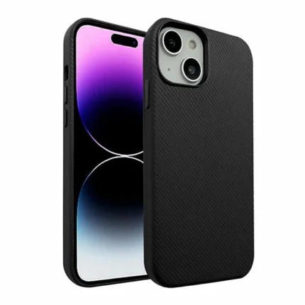 מגן לאייפון שחור דמוי קרבון עם MagSafe מובנה Grip Case