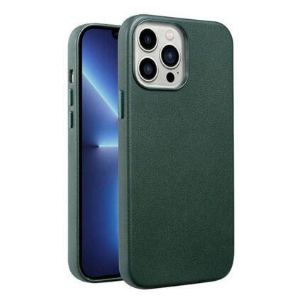 מגן לאייפון ירוק דמוי עור עם MagSafe מובנה Grip Case